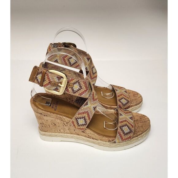 WHITE MOUNTAIN Women's Pearl Espadrille Wedge Sandal Shoe Tan Brown Aztec 8.5M - Picture 10 of 12